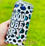 14oz Rainbow Leopard It's a Good Day Duo Can 4 in 1Cooler/Tumbler RTS