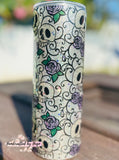 20oz Silver and Purple Flowers and Skulls Tumbler RTS